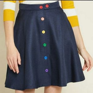 🌈 MODCLOTH Dazzled by Detail Rainbow Button Skirt